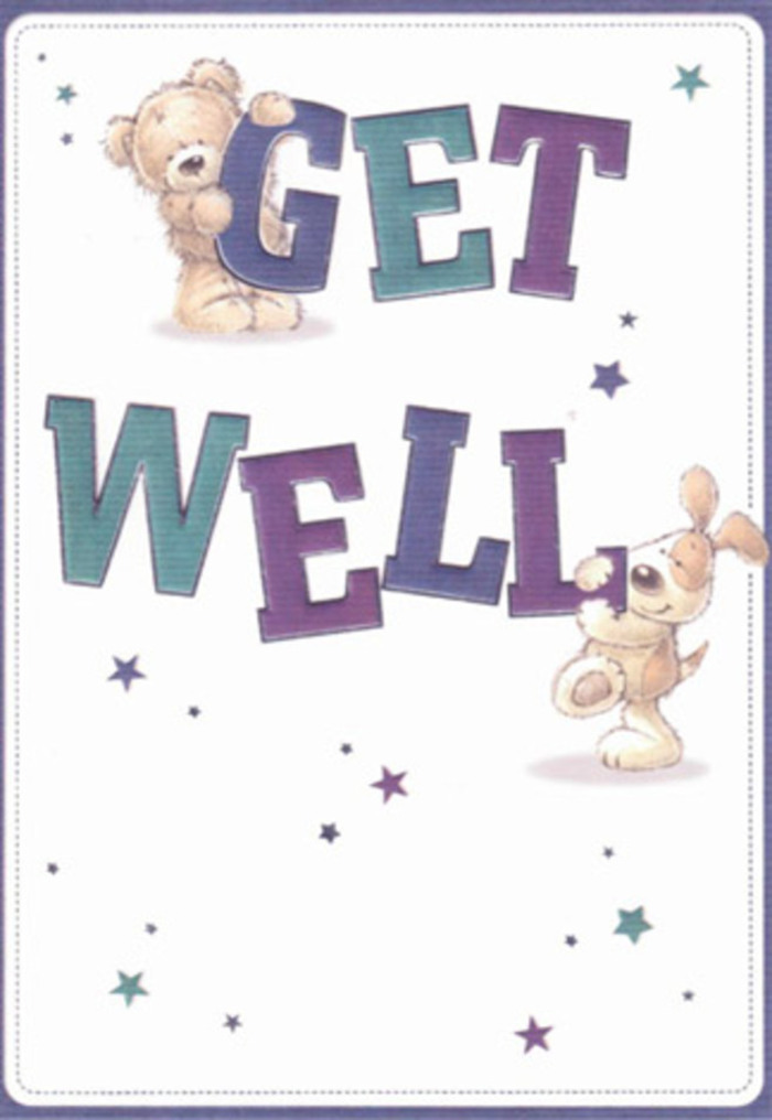 In this artfully crafted get well card, there's a celebration of comfort and hope that resonates deeply with the close-knit Harmondsworth community. Illustrated with care, a plump bear and a spirited puppy come to life amidst twinkling starbursts, their playful interaction a tender reflection of the kindness often exchanged between neighbours along Harmondsworth's village green. The large, confident typography in deep shades of purple and aqua provides both a visual anchor and a message of unwavering encouragement. Each letter is accentuated by expressive highlights, evoking hand-painted signs seen in local shops. The soft textures-tufted bear fur and smooth, floppy puppy ears-invite a sense of touch, reminiscent of fresh petals lovingly arranged in a nearby florist's studio. Cascading stars, luminous and hope-filled, drift across a pristine white canvas, fostering an airy, uplifting mood. It is as though the card, combined with a hand-delivered bouquet from Harmondsworth's own Flower Delivery Harmondsworth, sends not just a message but a tactile embrace. Its gentle warmth and reassuring innocence make it perfect for anyone on the mend, embodying the area's spirit of heartfelt support and communal care.
