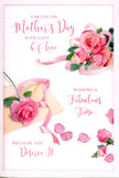 The Mother's Day card in this image captures the feeling of a tender embrace, translated into roses and ribbon, as though it were designed for a quiet home somewhere off Hatch Lane in Harmondsworth. On a clean, soft white background, blush pink roses are arranged in graceful clusters, some gathered together like a petite bouquet, others gently spaced apart so each bloom has room to breathe. Every rose is meticulously detailed, with velvety petals that curl naturally at the edges, giving a sense of softness you can almost feel under your fingertips. A few petals have slipped free and drift across the card, forming a delicate trail that evokes shared memories and unhurried conversations over tea. Threaded through the main arrangement is a light ribbon in a pastel tone, looping softly around the flowers in the same way a florist might finish a Mother's Day bunch headed to a family home near the village green or along the nearby lanes. Elegant, swirling lettering carries a heartfelt message, the strokes of the script echoing the curves of the petals and the gentle twists of the ribbon. The lighting appears diffuse and warm, with only the slightest shadows beneath each bloom, adding depth without disturbing the serene mood. Everything about this design suggests calm celebration and gratitude: the quiet joy of waking a mother with breakfast in bed, a small vase of pink roses by her side, and this card propped up nearby, completing the moment with its soft colours and deeply affectionate tone.